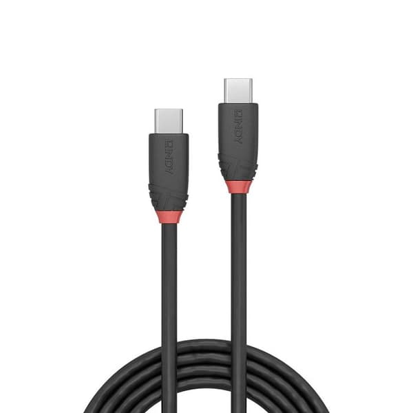 USB 3.1 typ C 3A-kabel - LINDY - Black Line - 0,5 m - Trippelskärmad - Guldpläterade kontakter