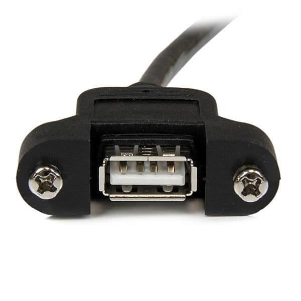 USB 2.0 Panelfäste / Trunking A till A-kabelförlängning - STARTECH - 60 cm - Dubbelskärmad - Svart