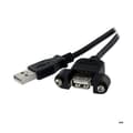 Miniatyrbild 1 av 4: USB 2.0 Panelfäste / Trunking A till A-kabelförlängning - STARTECH - 60 cm - Dubbelskärmad - Svart