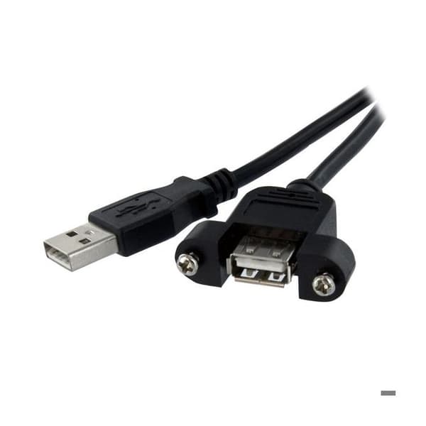 USB 2.0 Panelfäste / Trunking A till A-kabelförlängning - STARTECH - 60 cm - Dubbelskärmad - Svart