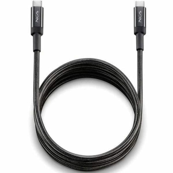 NGS KNOT 65W-2: USB C till Type-C kabel 2m för snabb laddning av enheter upp till 65 W. Hög kompatibilitet. Svart.