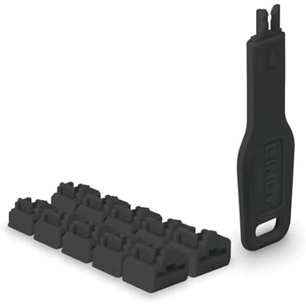 RJ45-portlås - LINDY - 10 stycken - Svart - Förhindrar obehörig åtkomst - 2 års garanti