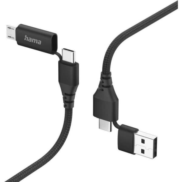 Hama USB-kabel 1,5 m USB 2.0 USB A/USB C USB C/Micro-USB B Schwarz () - 00201537