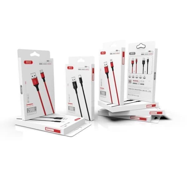 XO NB143 Hållbar TPE Universal USB till USB-C (Typ-C) Data & Data Snabbladdarkabel 2,4A 2m Svart