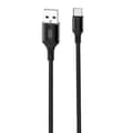Miniatyrbild 1 av 3: XO NB143 Hållbar TPE Universal USB till USB-C (Typ-C) Data &amp; Data Snabbladdarkabel 2,4A 2m Svart