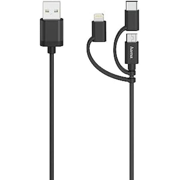 Mikro-USB-kabel 3 i 1 - HAMA - USB-C- och Lightning-adapter - USB 2.0 - 0,75 m
