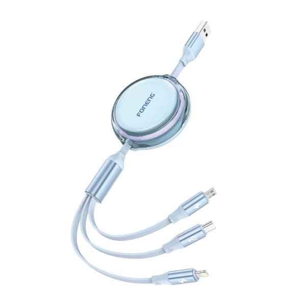 Foneng X113 3-i-1 Kabel 1,1M Blå