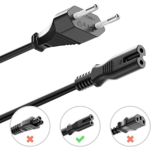 deleyCON 5m Euro strömkabel 8 liten apparat TV Blu-Ray DVD-mottagare elektrisk utrustning - Svart