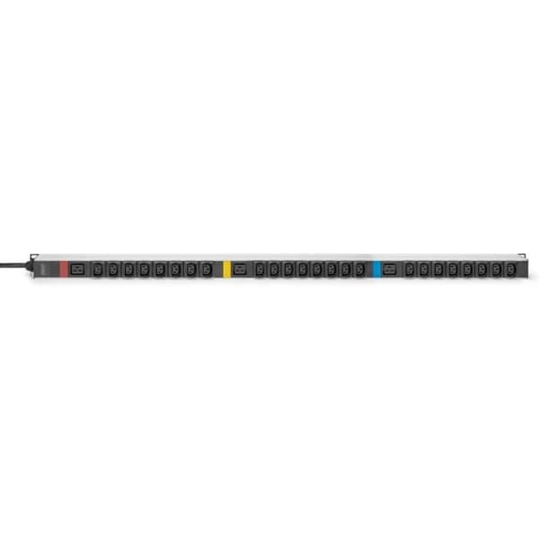 DIGITUS PDU Basic IT, trefas 16 A, 24 x C13, 3 x C19, strömkabel 3 m, anslutning IEC 60309 16 A - Svart