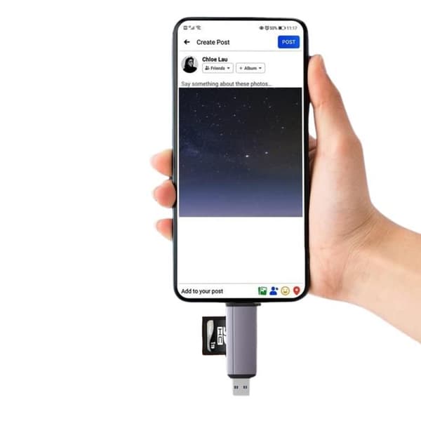 Kortläsare - Ej specificerat - USB-C - Kompatibel med OTG - Svart - Multifunktionell