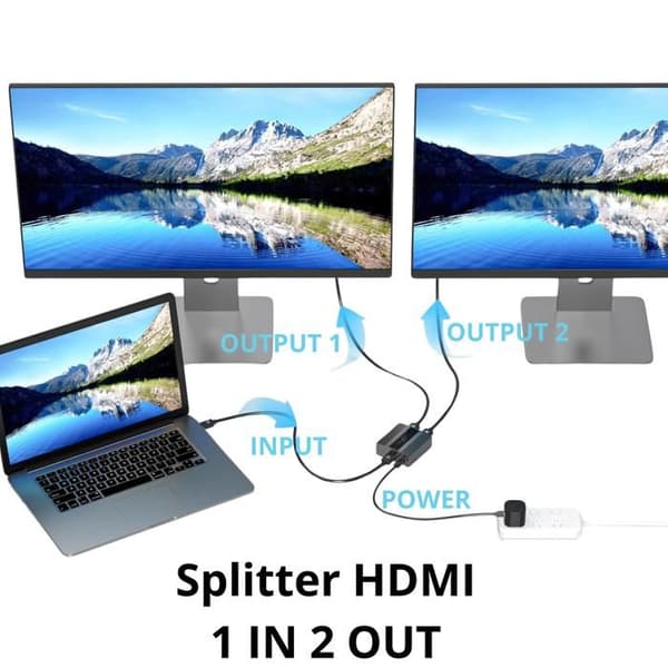 HDMI-splitter - Ej specificerad - 1 ingång 2 utgångar - 4K UHD - 1080P 30Hz - Kompatibel med konsoler och PC