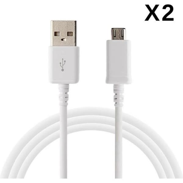 [Kompatibel med Sony Xperia Z1-Z2-Z3-Z5-COMPACT] Lot 2 Kablar USB Laddare Vit Micro USB 1 Meter [Phonillico®]