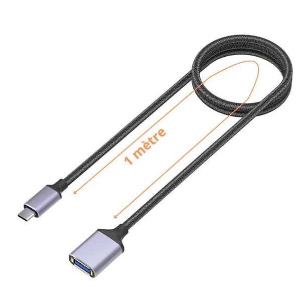 USB C till USB 3.0-adapter - Kompatibel med surfplatta, smartphone, dator - 1 meter - Svart - OTG