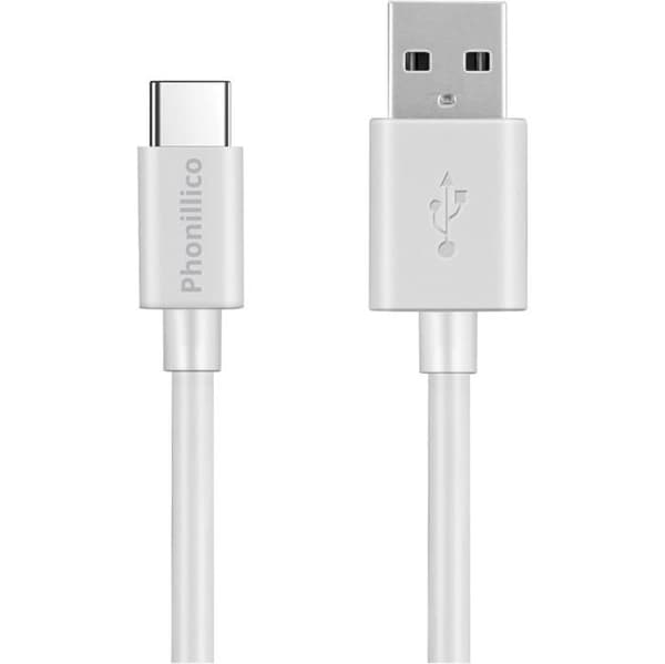 USB-C-kablar - Phonillico - Paket med 2 - Kompatibel med 1MORE - Längd 1 meter - Färg Vit