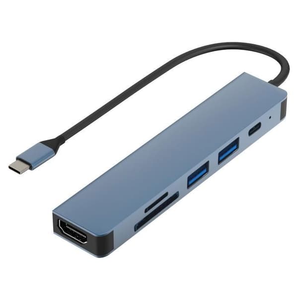 6in1 USB-C Hub Adapter HDMI 4K USB 3.0 SD-TF kortläsare PD Port 100W Kompatibel med surfplatta