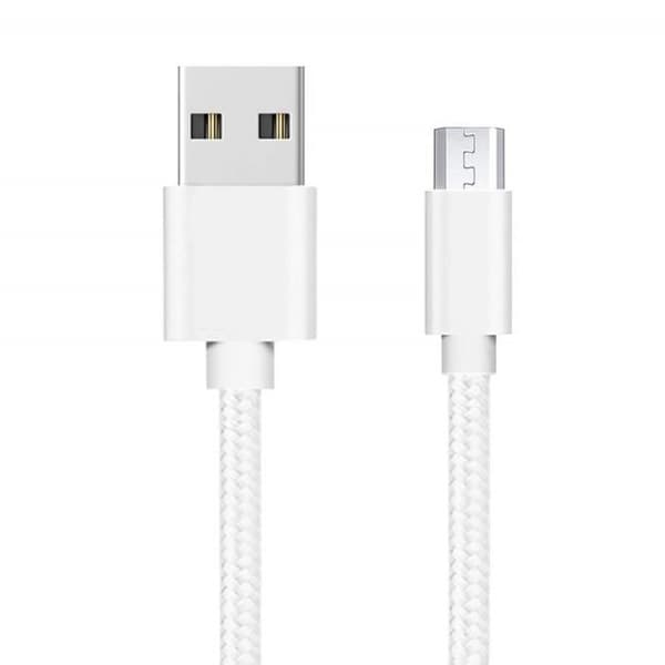 Kabel för Huawei MediaPad T5 - MediaPad T3 - MediaPad M5 Lite - MatePad T8 - Nylonflätad Silver Vit 1 Meter Phonillico®