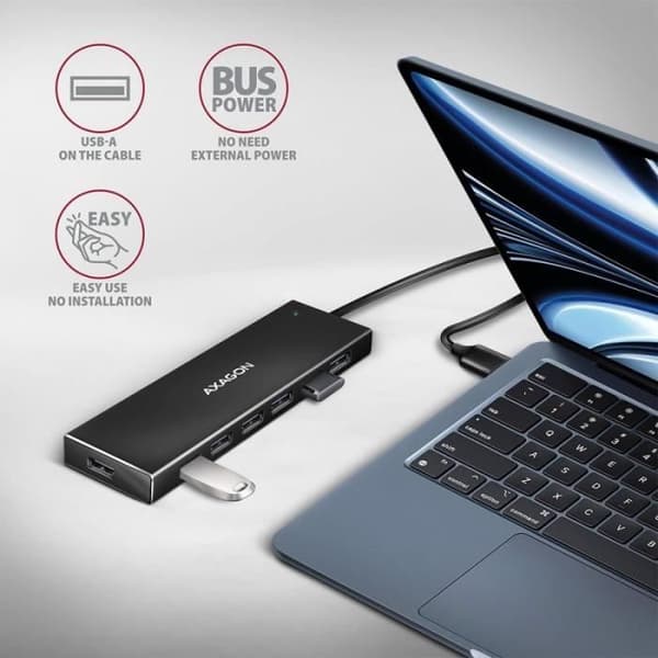 AXAGON HUE-F7A USB-Hub, 7X USB 3.2 Gen 1, Extern strömförsörjning - 1m - 8595247907035