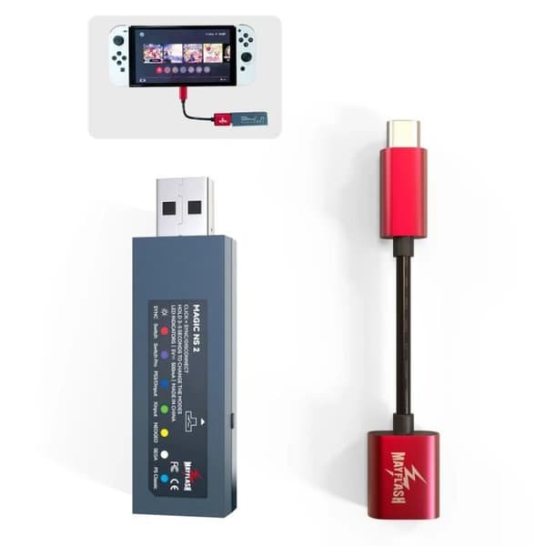Trådlös adapter - Mayflash - Magic NS2 - Bluetooth/USB - Kompatibel med Switch/PC/PS3 - Svart