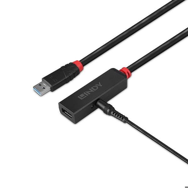 USB 3.0 förlängningskabel - LINDY - 10 meter - 5Gbps - Plug & Play - Svart