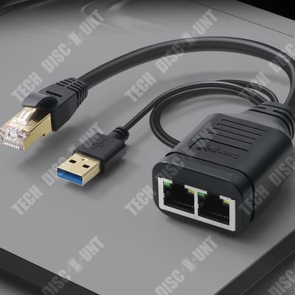 TD® En en-till-två nätverkskabeldelare surfar samtidigt på Internet och drar två par kontakter