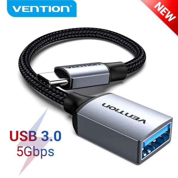 Adapter med OTG-funktion, Type-C till USB 2.0, 480 Mbps, snabb datatransfer, 0,15 m - Vention (CCWHB) - Grå