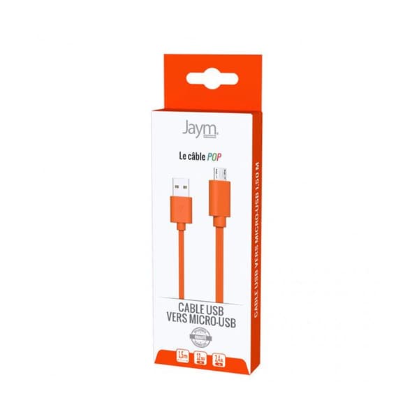 Micro-USB till USB-A-kabel - Jaym - POP-kollektion - 1,5m - 2,4A - Laddning och synkronisering