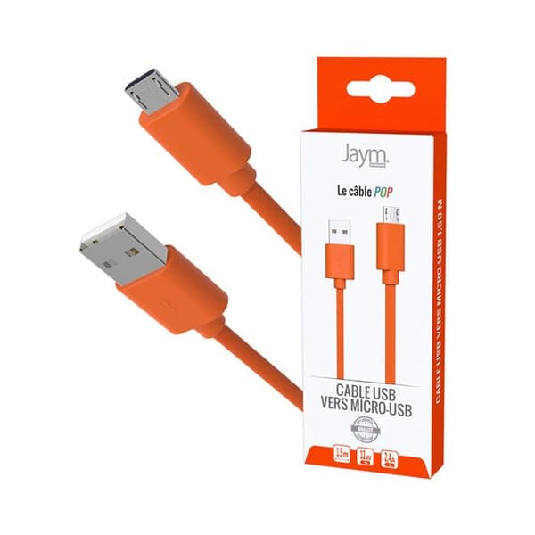 Micro-USB till USB-A-kabel - Jaym - POP-kollektion - 1,5m - 2,4A - Laddning och synkronisering