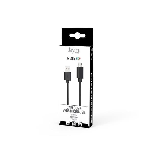Micro-USB till USB-A 2,4A Laddning och Synkronisering Collection POP 1,5m Jaym Svart