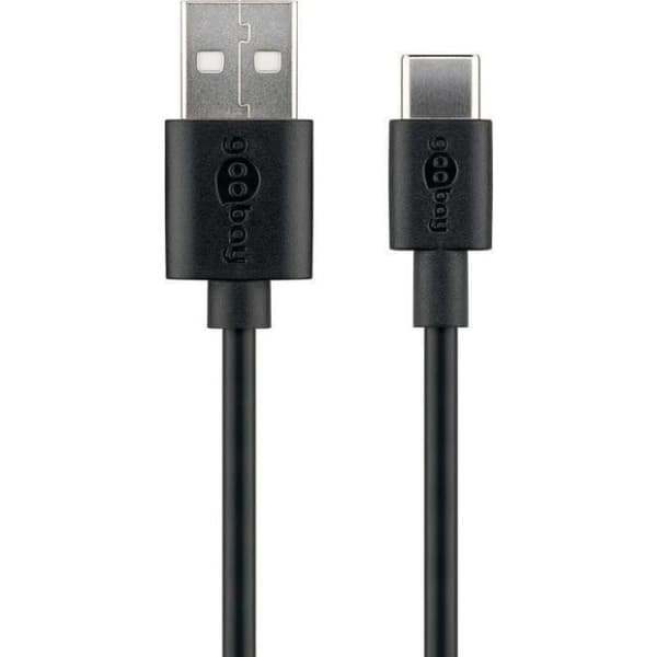 Goobay 38675, 0,1 m, USB A, USB C, 2,0, 480 Mbit-s, svart