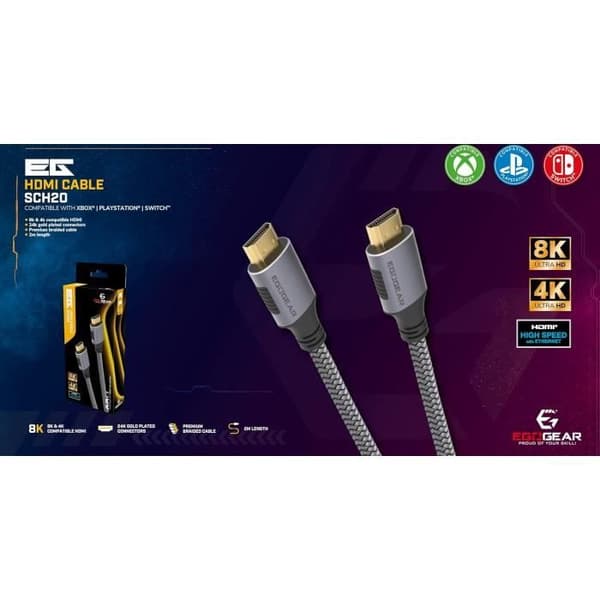 HDMI 2.1-kabel - EGOGEAR - SCH20 - Kompatibel med 8K/4K - 24K guldpläterade kontakter - 1,8 m