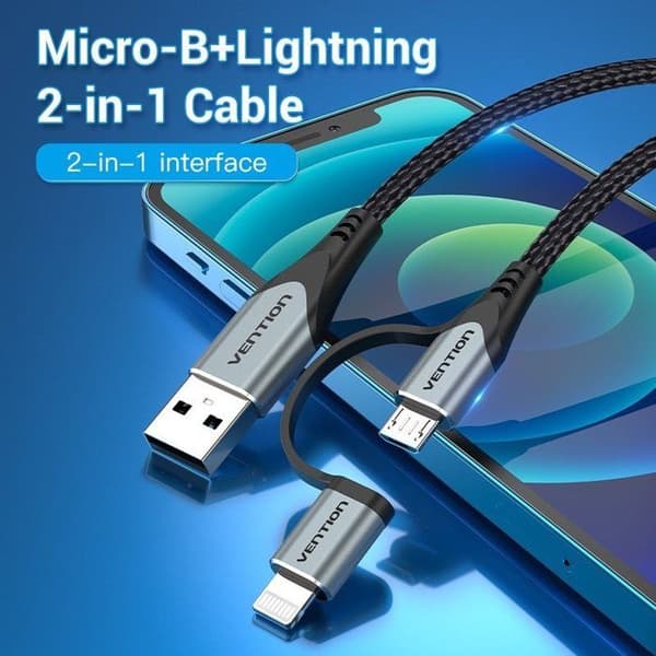 Vention MFi USB 2.0 till Micro USB 2-i-1