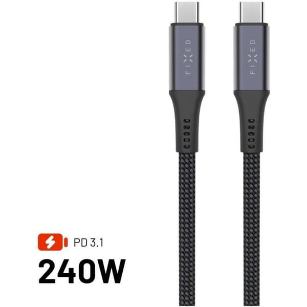 FIXE Multimedia Cable USB-C/USB-C USB4 gen2 20Gbps PD 3.1 240W 4K@60Hz 2m vävd grå