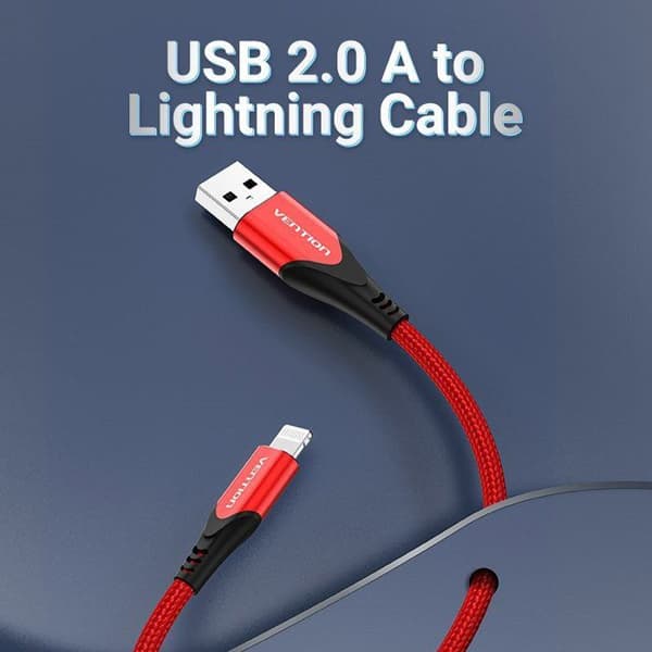 Vention Trefad Lightning MFi till USB 2.0 (C89) 1m Röd i aluminiumlegering Typ