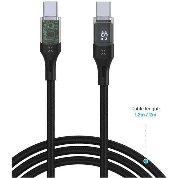 USB-C/USB-C FIXKABEL med displaystöd och PD 1,2 m USB 2.0 100W svart