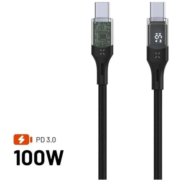 USB-C/USB-C FIXKABEL med displaystöd och PD 1,2 m USB 2.0 100W svart