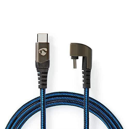 USB 2.0-kabel - Nedis - Typ-c hane - 180° spelkontakt - 1,0 m - Rund - Flätad - Svart