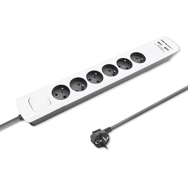 Stikdåse - 6 udtag med kontakt Qoltec 50294 (1,8 m)