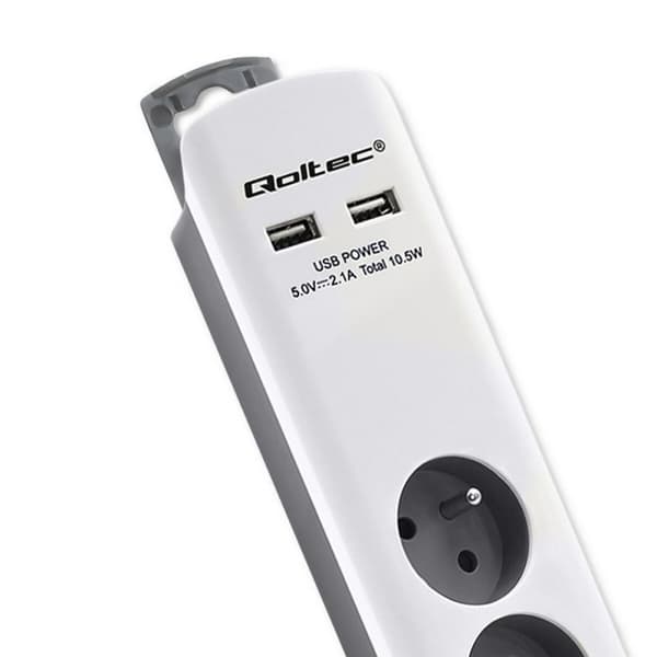 Stikdåse - 6 udtag med kontakt Qoltec 50294 (1,8 m)
