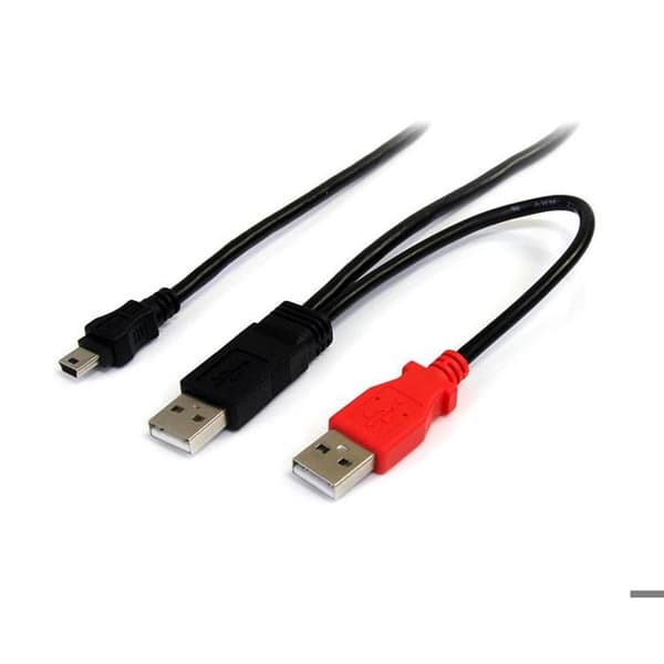 USB 2.0 Y-kabel för extern hårddisk - STARTECH - 1,8m - 2x USB A (M) till 1x USB Mini B (M)