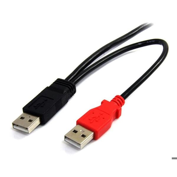 USB 2.0 Y-kabel för extern hårddisk - STARTECH - 1,8m - 2x USB A (M) till 1x USB Mini B (M)