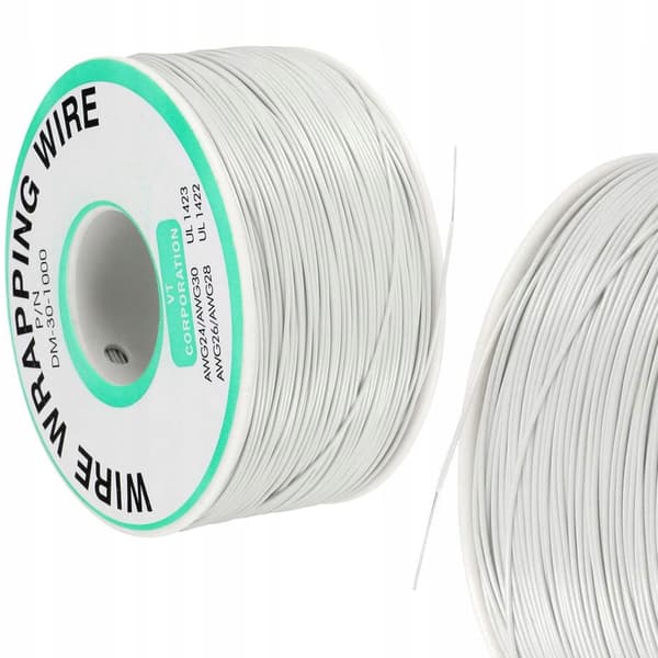 Kynar-ledning type AWG 0,25 mm hvid 200 m