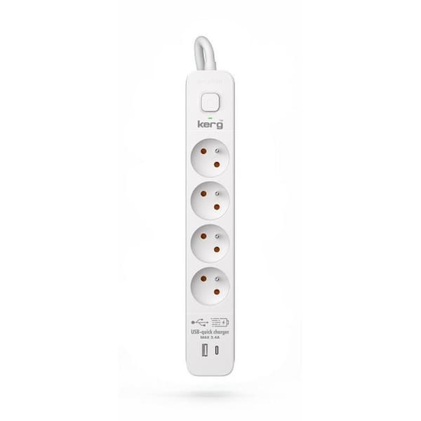 4-stiks bundkort med tænd/sluk-knap Kerg M02593 (3 m)