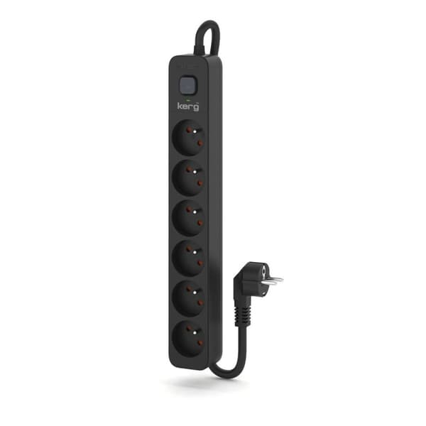 Stikdåse - 6 udtag med kontakt Kerg M02520 (3 m)