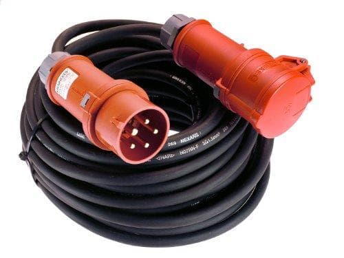 as - Schwabe 61364 CEE strømforlænger med faseomformer, 5m H07RN-F 5G2.5, 400V/16A/5-benet, sort