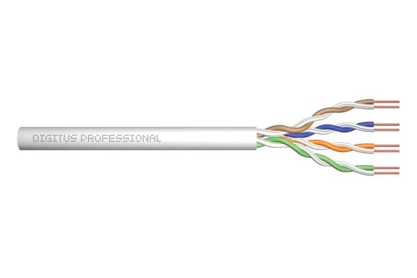 Installationskabel DIGITUS kat.5e, U/UTP, Eca, AWG24/1, PVC, 100m, grå