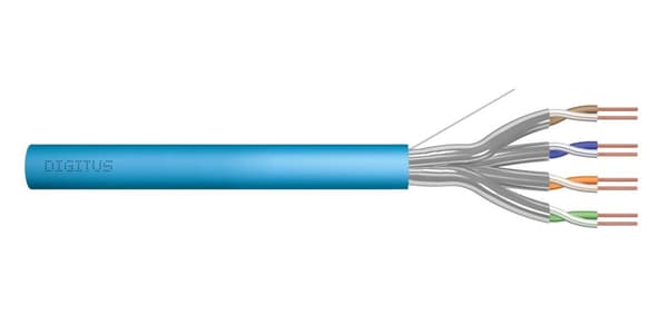DIGITUS Cat6A -asennuskaapeli, U/FTP, Dca, AWG 23/1, LSOH, 500m, sininen, kela