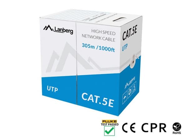 LANBERG KABEL UTP CAT.5E 305M CU LEDNING GRÅ