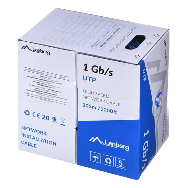 LANBERG UTP-KABEL 1GB/S 305M LEDNING CCA BLÅ
