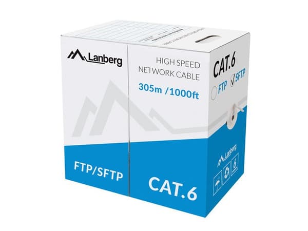 Kabelnetværk Lanberg LCS6-11CU-0305-S (S/FTP; 305m; 6; grå farve)