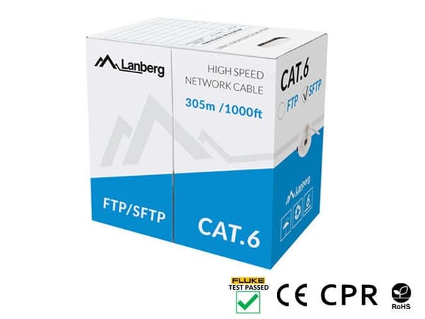 Kabelnetværk Lanberg LCS6-11CU-0305-S (S/FTP; 305m; 6; grå farve)